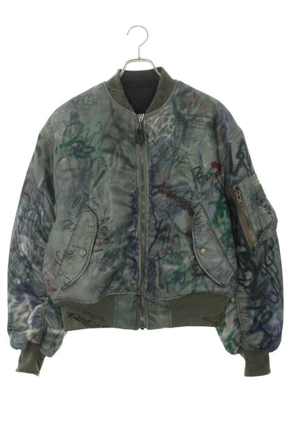 Protocol Index Graffiti Print Reversible Bomber Size M