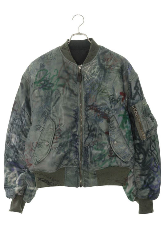 Protocol Index Graffiti Print Reversible Bomber Size M
