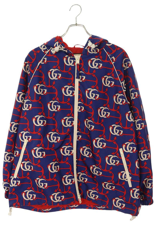 GUCCI Multi Monogram Zip-Up Blouson Blue/White/Red Size M