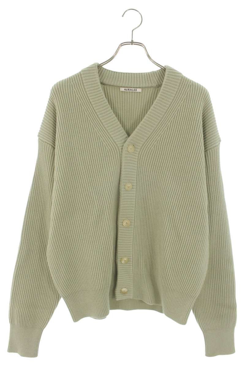 AURALEE Wool Knit Jacket Light Green Size XL