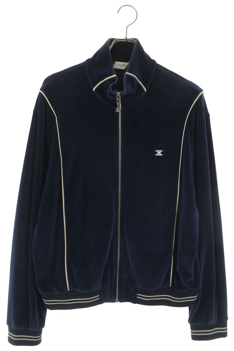CELINE Triomphe Embroidered Velour Jersey Blouson Size L