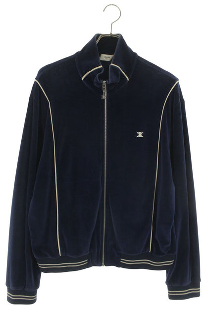 CELINE Triomphe Embroidered Velour Jersey Blouson Size L