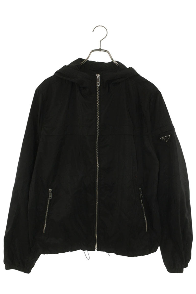 PRADA Triangle Nylon Hooded Zip Blouson Black Size XXL
