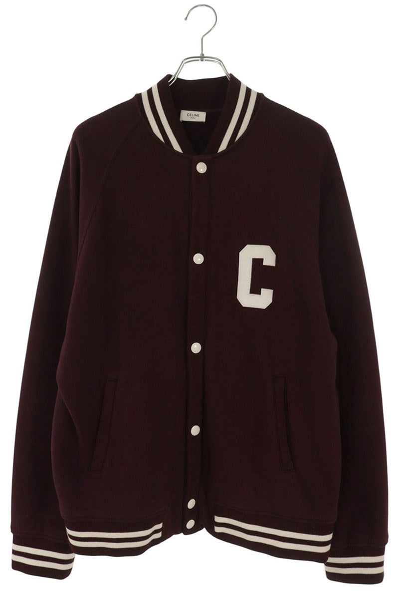 CELINE Cotton College Logo Teddy Blouson Red Size L