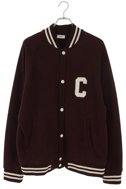 CELINE Cotton College Logo Teddy Blouson Red Size L