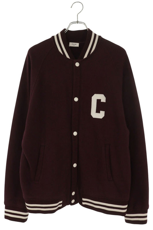 CELINE Cotton College Logo Teddy Blouson Red Size L