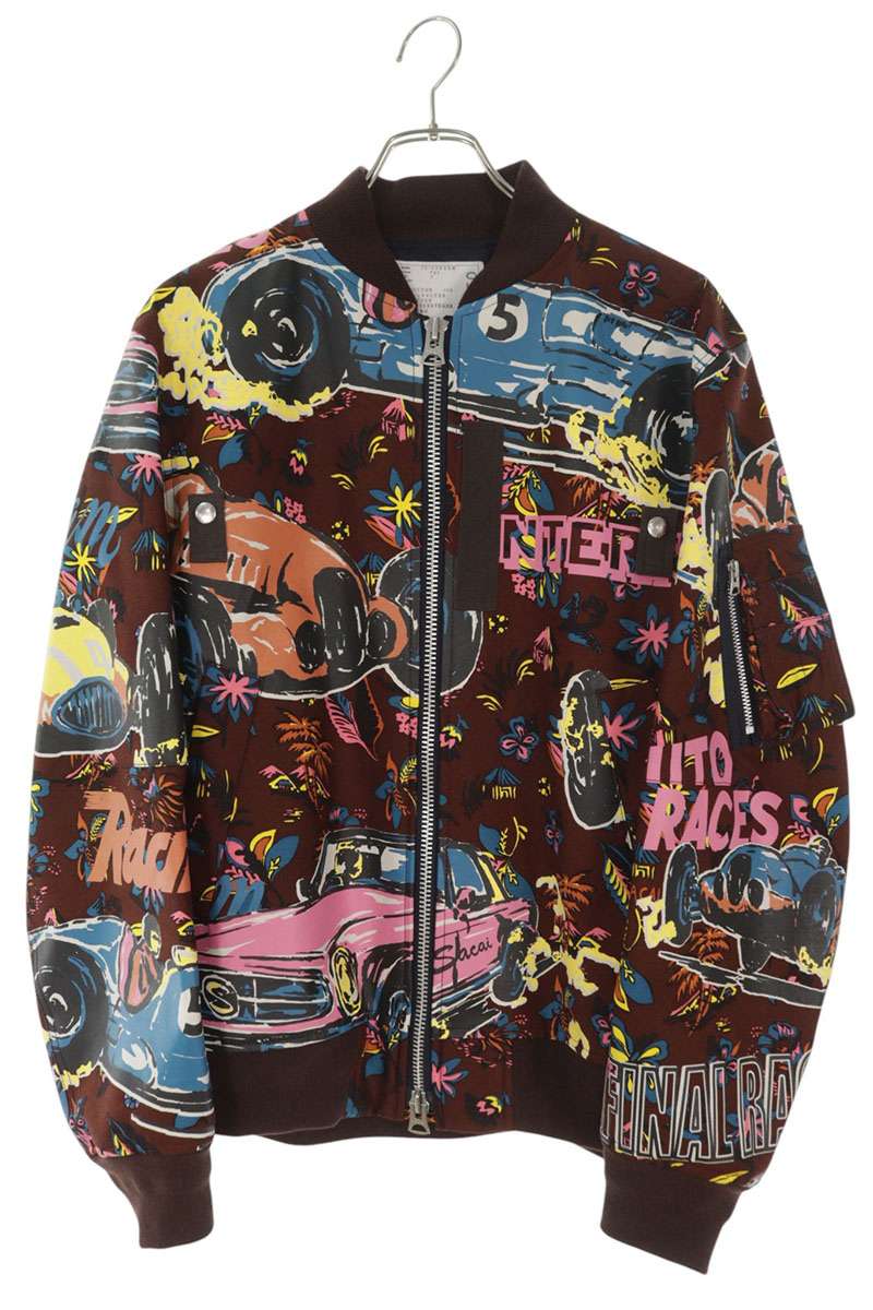 Sacai Tropical Print Bomber Jacket Red Size M
