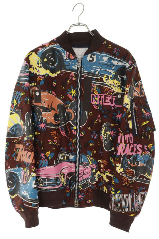 Sacai Tropical Print Bomber Jacket Red Size M
