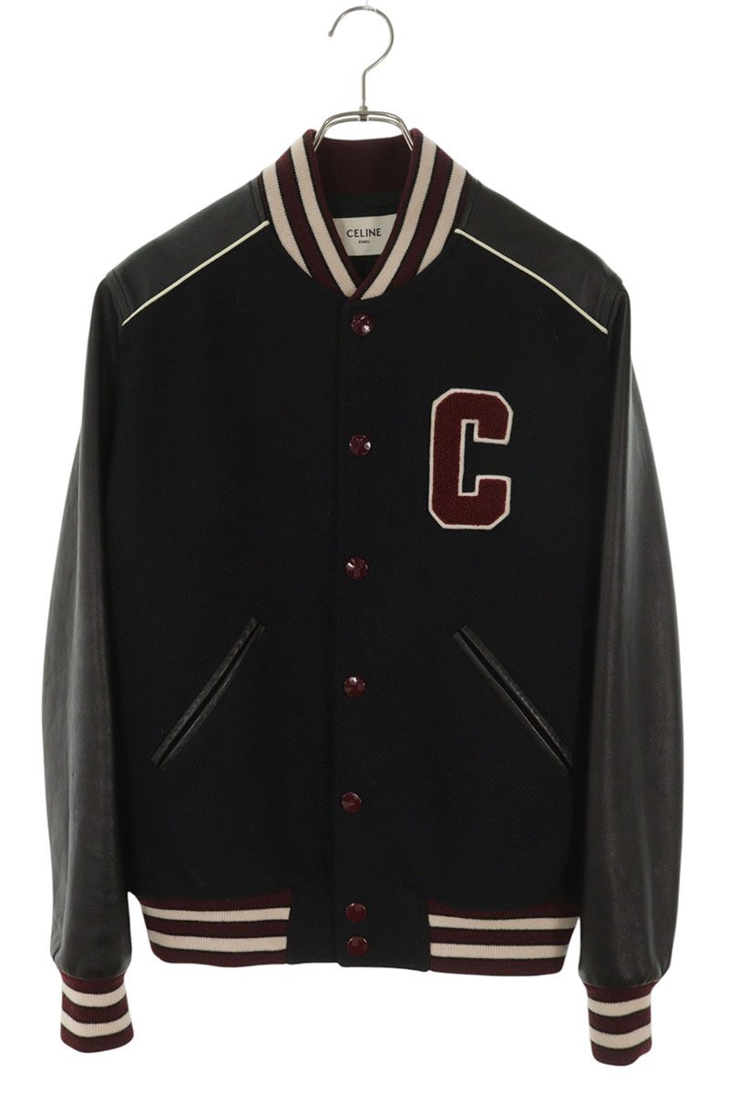 CELINE C Logo Patch Wool Blend Teddy Blouson Multi Size XS