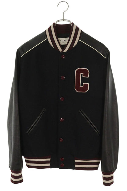 CELINE C Logo Patch Wool Blend Teddy Blouson Multi Size XS