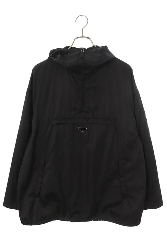 PRADA 18AW Triangle Logo Nylon Anorak Black Size M