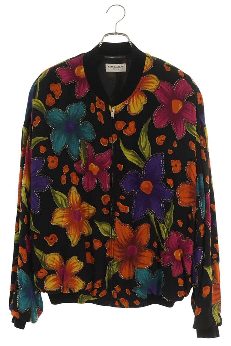 SAINT LAURENT PARIS Floral Crepe Teddy Blouson Multi Size L