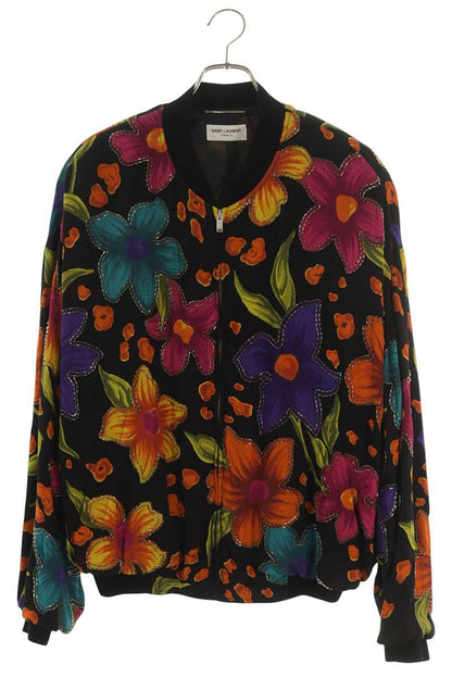 SAINT LAURENT PARIS Floral Crepe Teddy Blouson Multi Size L