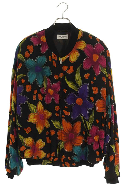 SAINT LAURENT PARIS Floral Crepe Teddy Blouson Multi Size L