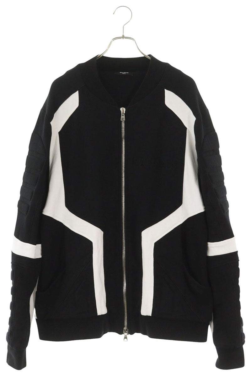 BALMAIN Biker Sweatshirt Jacket Black/White Size XXL