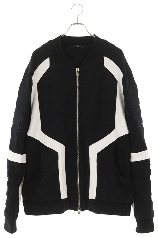 BALMAIN Biker Sweatshirt Jacket Black/White Size XXL