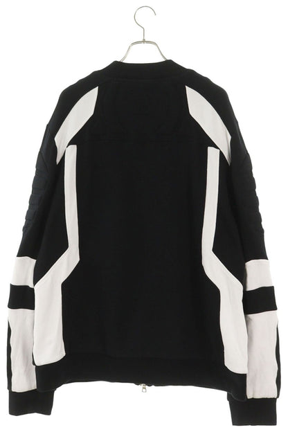 BALMAIN Biker Sweatshirt Jacket Black/White Size XXL