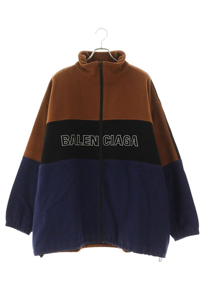 BALENCIAGA Logo Embroidered Wool Fleece Zip Blouson Size S