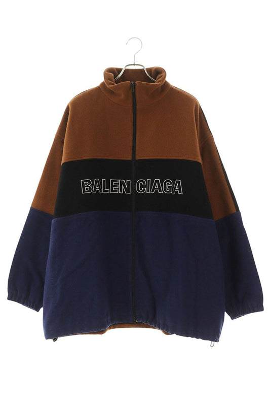 BALENCIAGA Logo Embroidered Wool Fleece Zip Blouson Size S