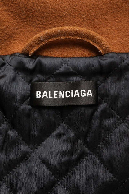 BALENCIAGA Logo Embroidered Wool Fleece Zip Blouson Size S
