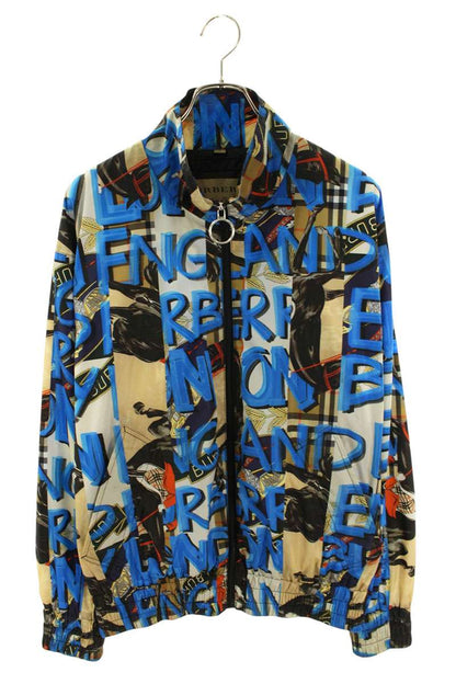 Burberry Patterned Nylon Zip Jacket Blue/Brown Size S