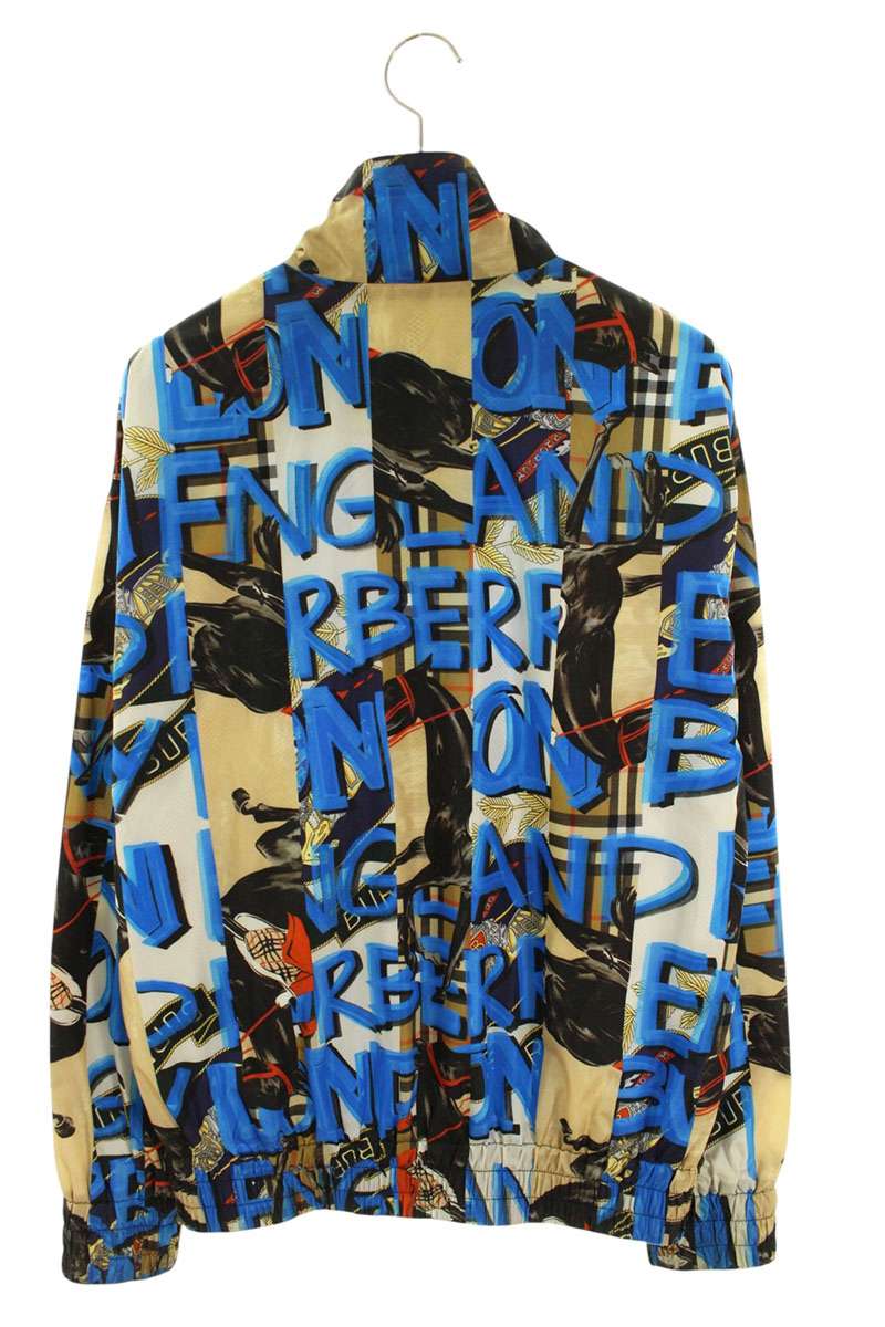 Burberry Patterned Nylon Zip Jacket Blue/Brown Size S