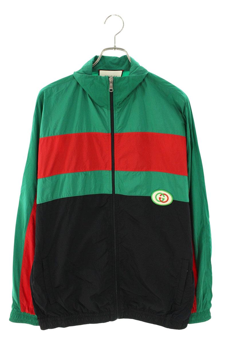 GUCCI Logo Nylon Track Jacket Green/Black/Red Size M