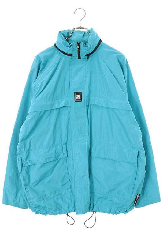BALENCIAGA Logo Packable Zip-Up Blouson Blue Size XS