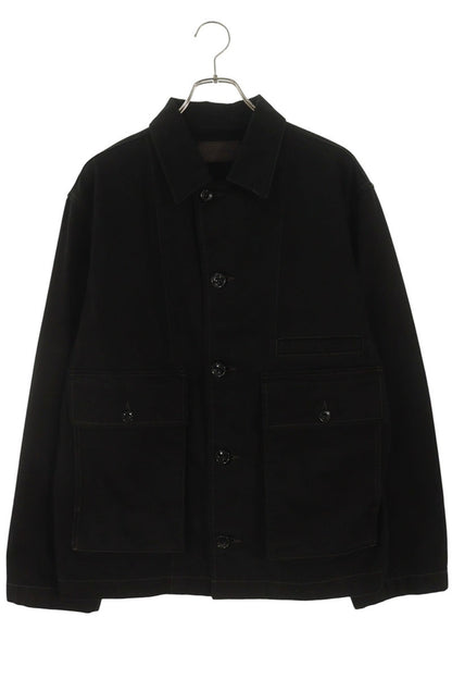 LEMAIRE Cotton Leather Boxy Jacket Black Size M