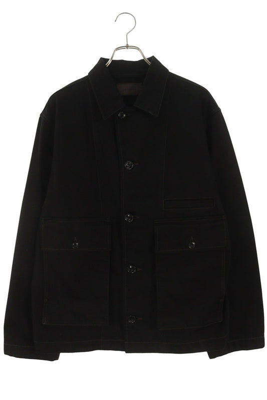 LEMAIRE Cotton Leather Boxy Jacket Black Size M
