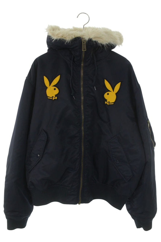 SUPREME 26SS Playboy Hooded MA-1 Bomber Jacket Navy Size L