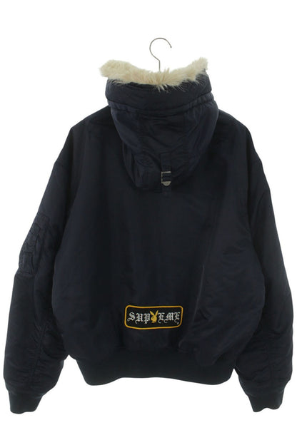 SUPREME 26SS Playboy Hooded MA-1 Bomber Jacket Navy Size L