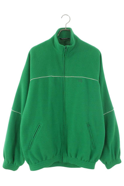 BALENCIAGA Logo Embroidered Fleece Blouson Green Size S