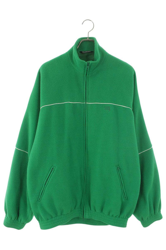 BALENCIAGA Logo Embroidered Fleece Blouson Green Size S