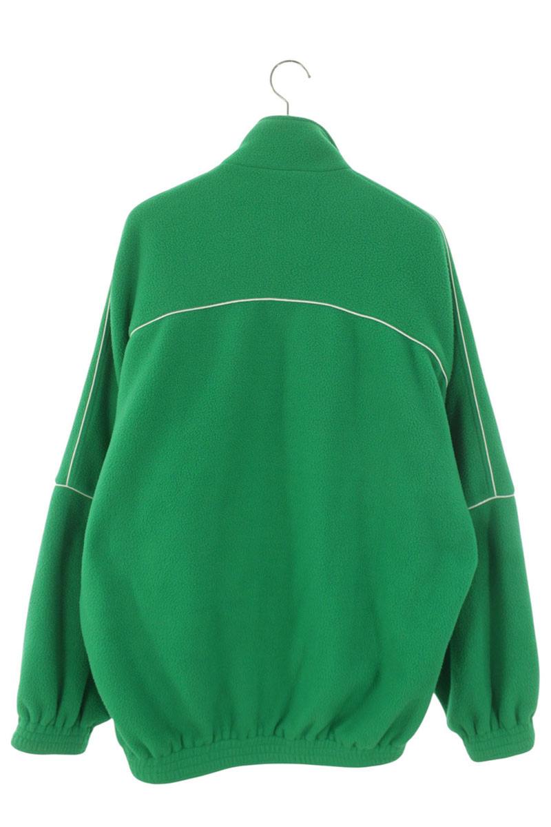 BALENCIAGA Logo Embroidered Fleece Blouson Green Size S