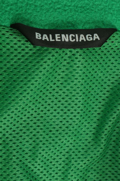 BALENCIAGA Logo Embroidered Fleece Blouson Green Size S