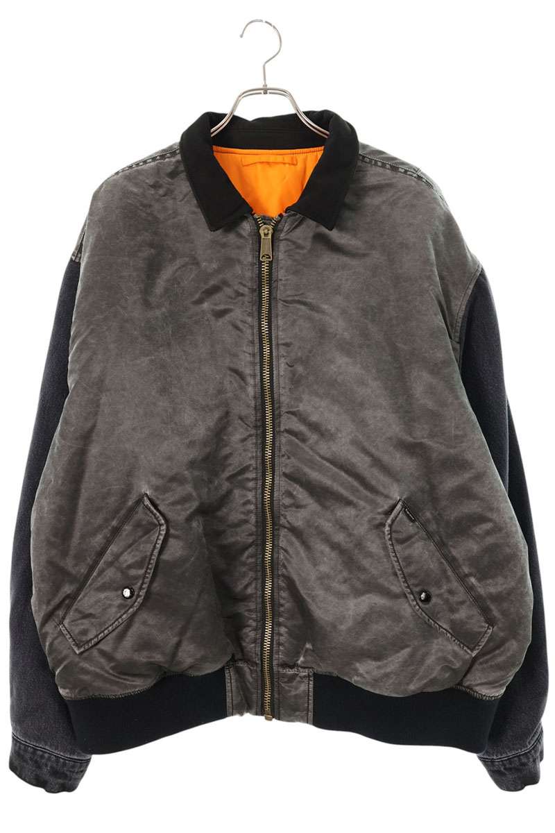 SUPREME 23SS Nylon Denim Sleeve Bomber Jacket Black Size XXL