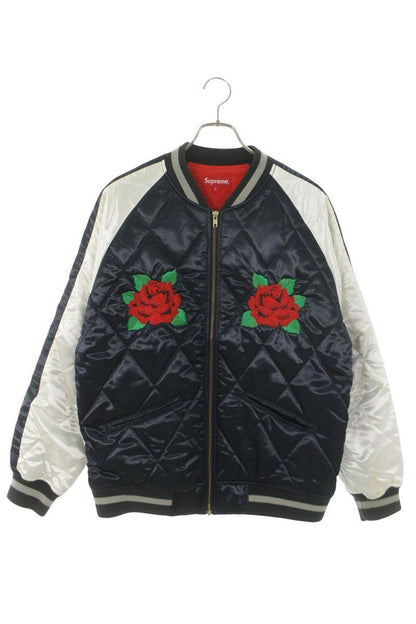 SUPREME 13AW Rose Quilted Bomber Jacket Navy Size L