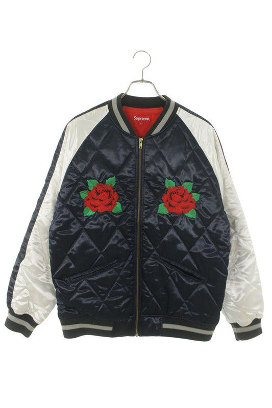 SUPREME 13AW Rose Quilted Bomber Jacket Navy Size L