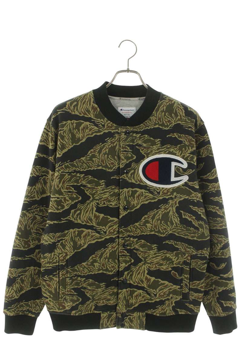SUPREME x Champion 15AW Snap Front Tiger Camo Sweat Size M