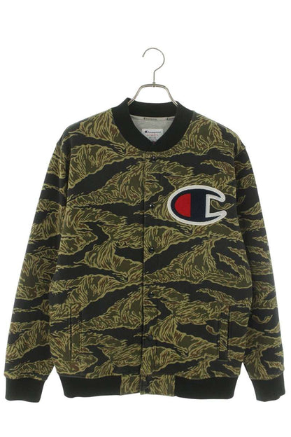 SUPREME x Champion 15AW Snap Front Tiger Camo Sweat Size M