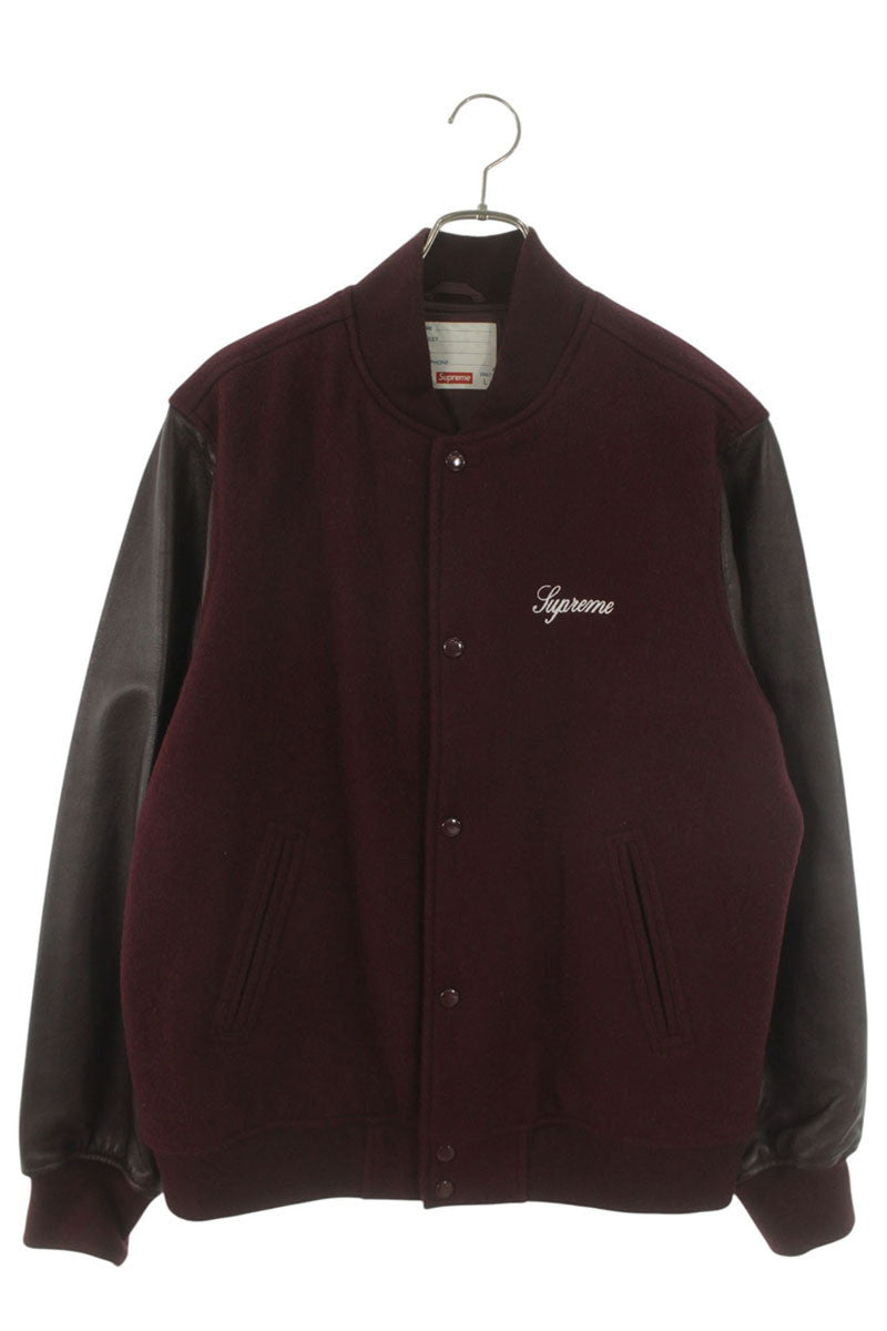 SUPREME 15AW Wool Leather Varsity Jacket Red Size L