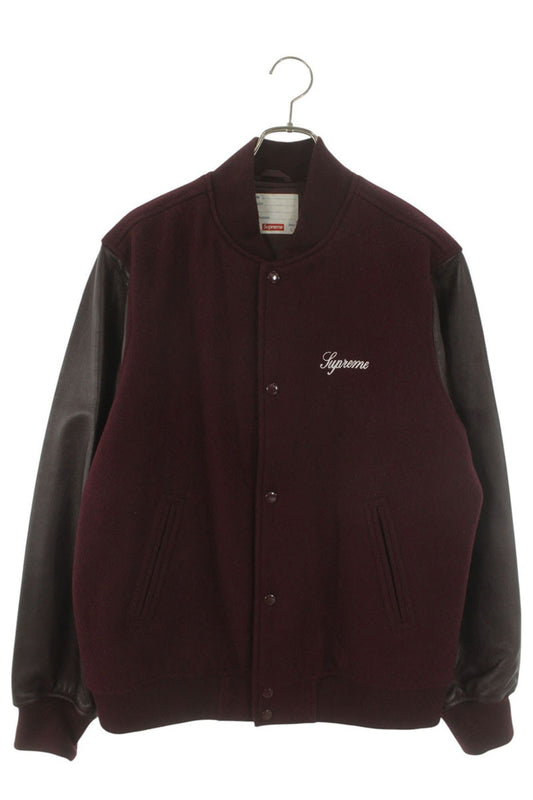 SUPREME 15AW Wool Leather Varsity Jacket Red Size L
