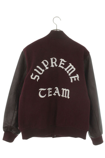 SUPREME 15AW Wool Leather Varsity Jacket Red Size L