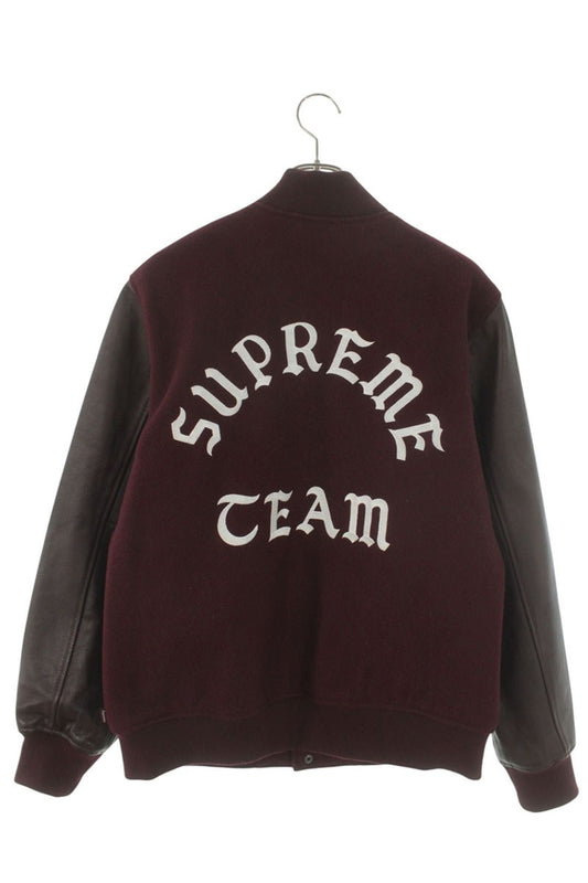 SUPREME 15AW Wool Leather Varsity Jacket Red Size L