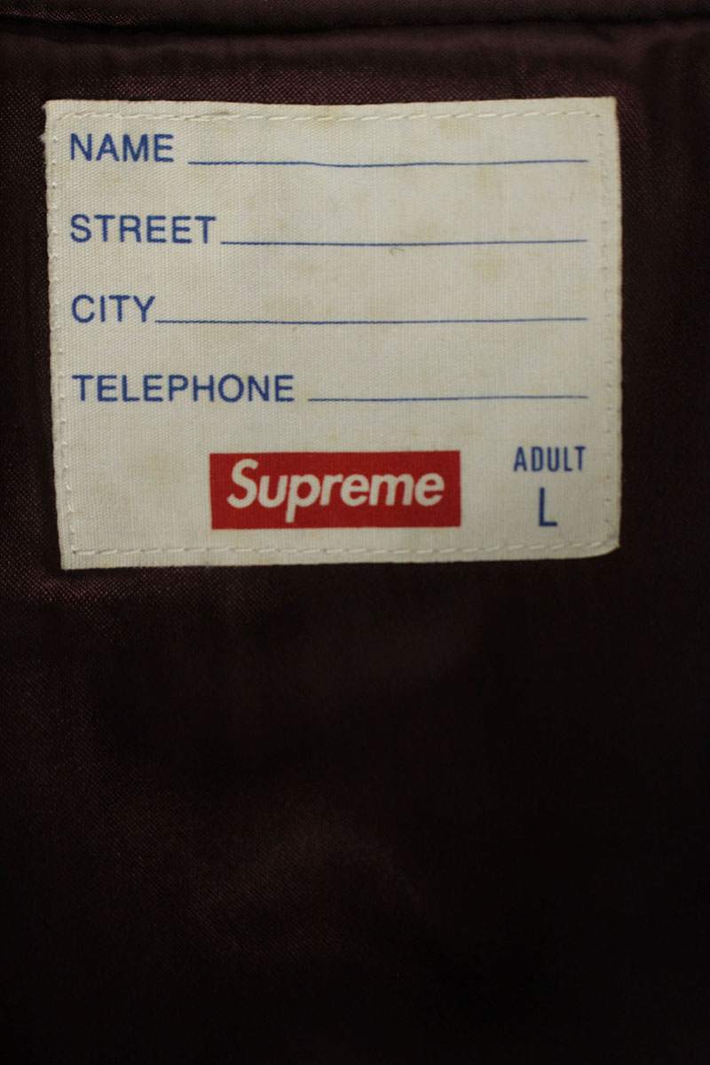 SUPREME 15AW Wool Leather Varsity Jacket Red Size L