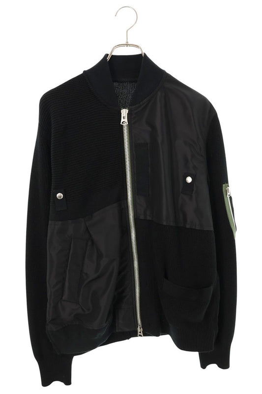 Sacai 26SS Knit Panel Nylon Twill Blouson Black Size 2