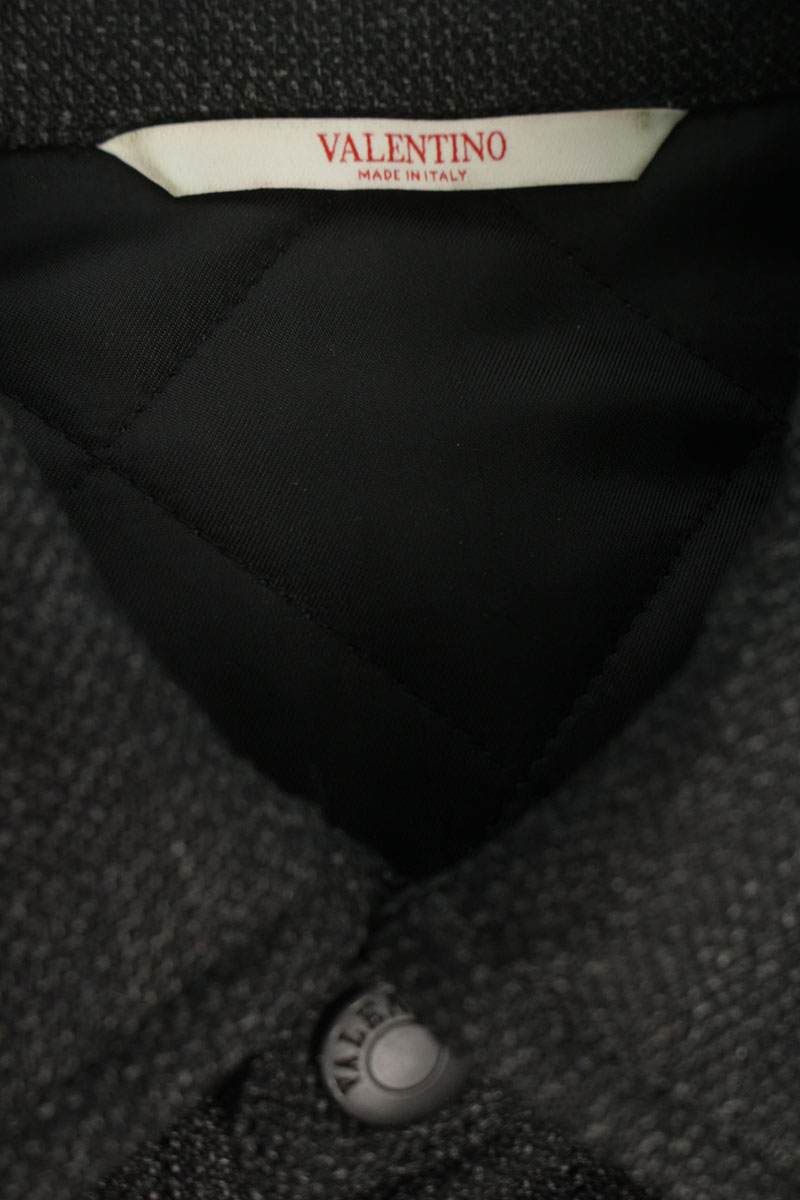 VALENTINO Metallic V Detail Wool Blouson Gray Size S
