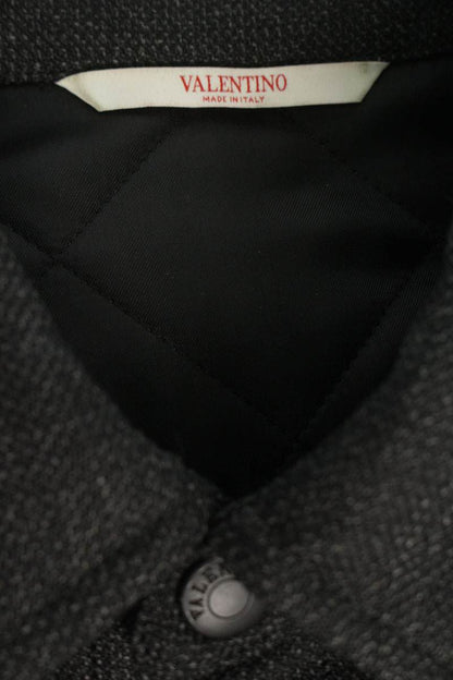 VALENTINO Metallic V Detail Wool Blouson Gray Size S
