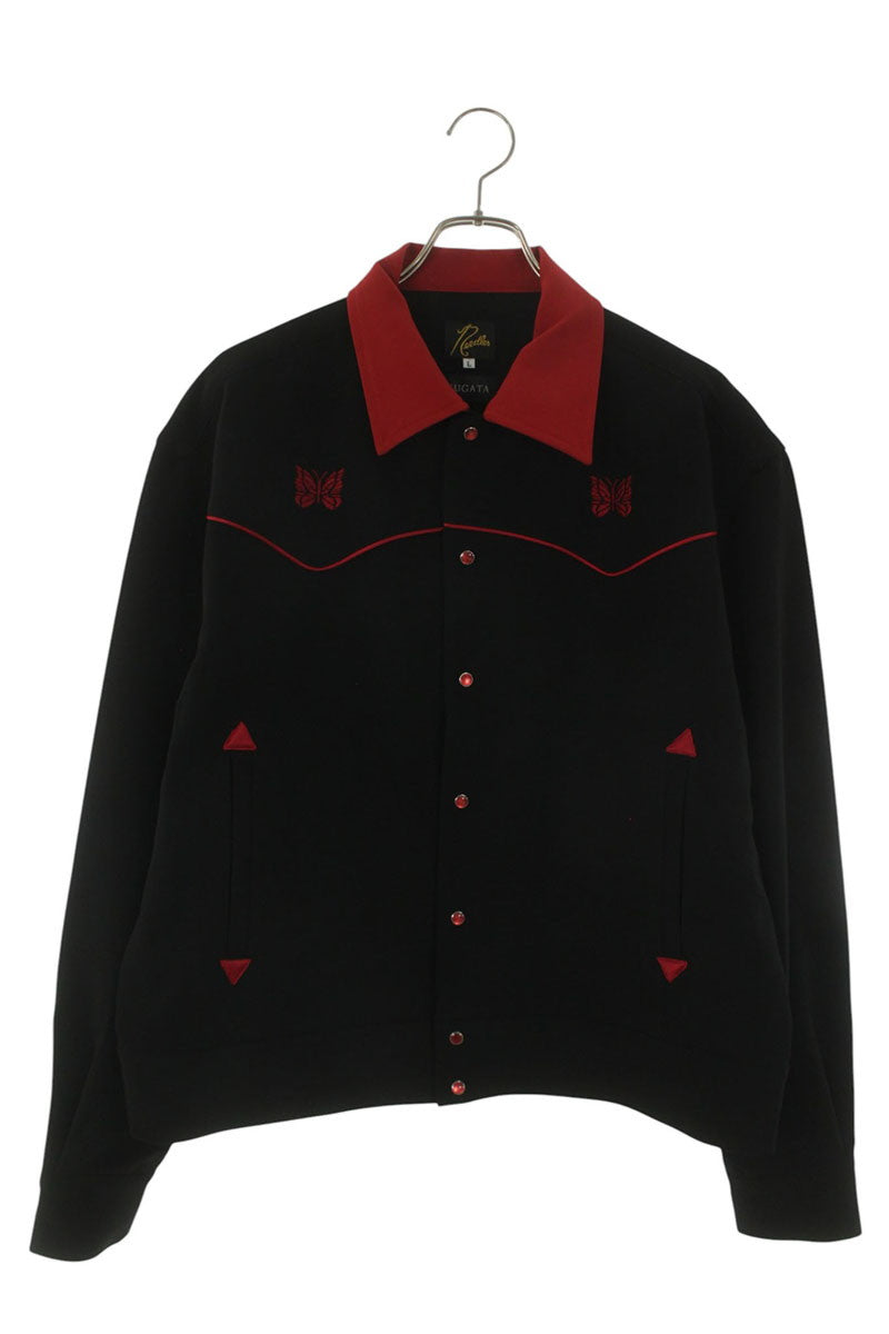 Needles Piping Cowboy Jacket Black Red Poly Blend Size L
